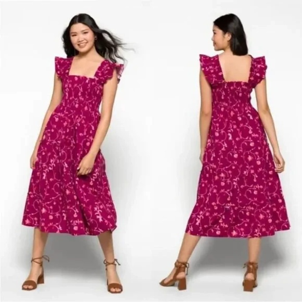 Hill House Fuchsia Floral Midi Dress